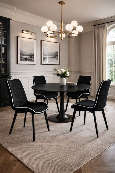 Scaun dining Milano din velur Black
