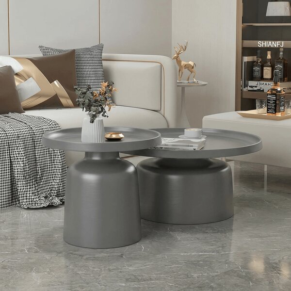 Set măsuțe de cafea rotunde Nova, diametru 70 cm si 50 cm - Black