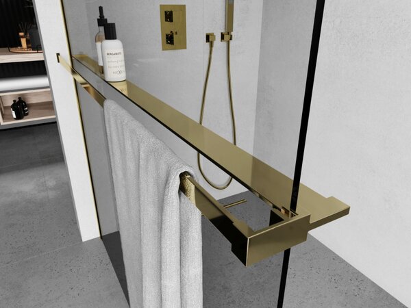 Mexen Accesorii Mexen, raft/suport prosop pentru paravan de dus (max 140cm), auriu lucios, 800-02-50