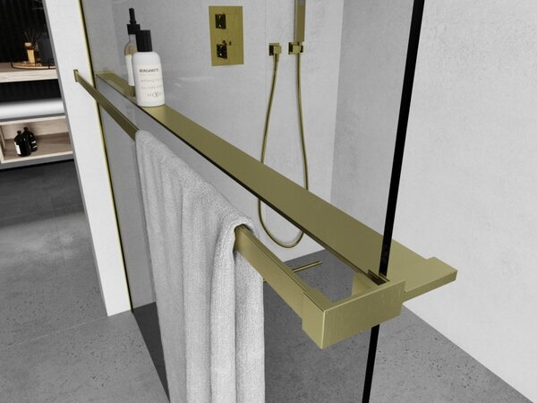 Mexen Accesorii Mexen, raft/suport prosop pentru paravan de dus (max 140cm), auriu mat, 800-02-55