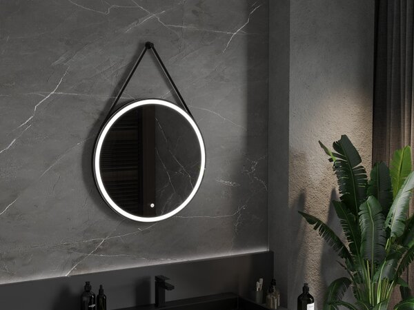 Mexen Reni, oglinda baie LED cu iluminare din spate 70x70 cm, 6000K, rama neagra, anti-aburire, 9812-070-070-611-70