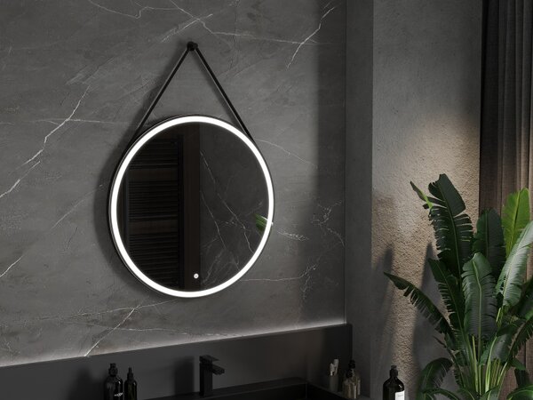 Mexen Reni, oglinda baie LED cu iluminare din spate 80x80 cm, 6000K, rama neagra, anti-aburire, 9812-080-080-611-70