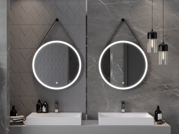 Mexen Reni, oglinda baie LED cu iluminare din spate 70x70 cm, 6000K, rama neagra, anti-aburire, 9812-070-070-611-70