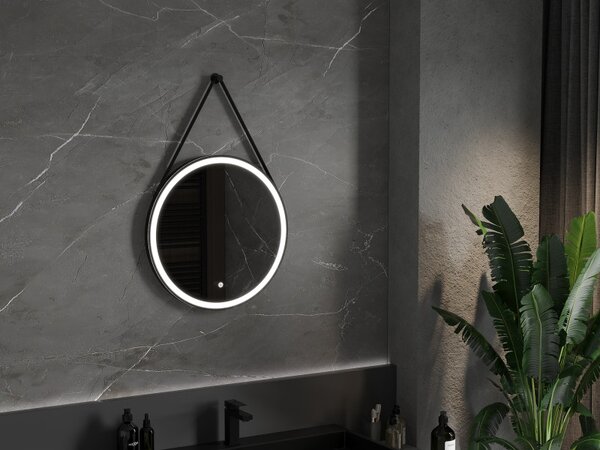 Mexen Reni, oglinda baie LED cu iluminare din spate 60x60 cm, 6000K, rama neagra, anti-aburire, 9812-060-060-611-70