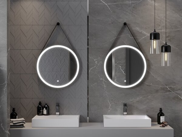 Mexen Reni, oglinda baie LED cu iluminare din spate 60x60 cm, 6000K, rama neagra, anti-aburire, 9812-060-060-611-70