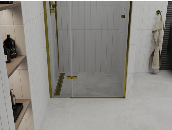 Mexen Roma, usa de dus pentru deschidere 70 x 190 cm, sticla transparenta 6 mm, profil auriu, 854-070-000-50-00