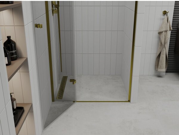 Mexen Roma, usa de dus pentru deschidere 70 x 190 cm, sticla transparenta 6 mm, profil auriu, 854-070-000-50-00