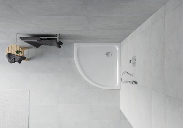 Mexen SLIM - Cadă de duș sfert-rotund 70x70x5cm + sifon cromat, alb, 41107070