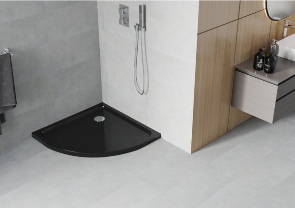 Mexen SLIM - Cadă de duș pătrată 70x70x5cm + sifon crom, negru, 41707070