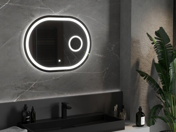 Mexen Umba, oglinda baie LED cu iluminare din spate si oglinda cosmetica 80 x 60 cm, 6000K, anti-aburire, 9822-080-060-611-00