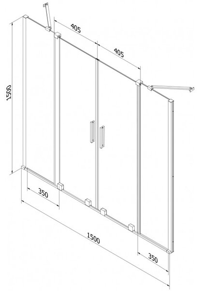 Mexen Velar Duo, paravan de baie glisant cu 2 aripi 140 x 150 cm, sticlă gri 8 mm, profil cromat, 896-140-000-42-01