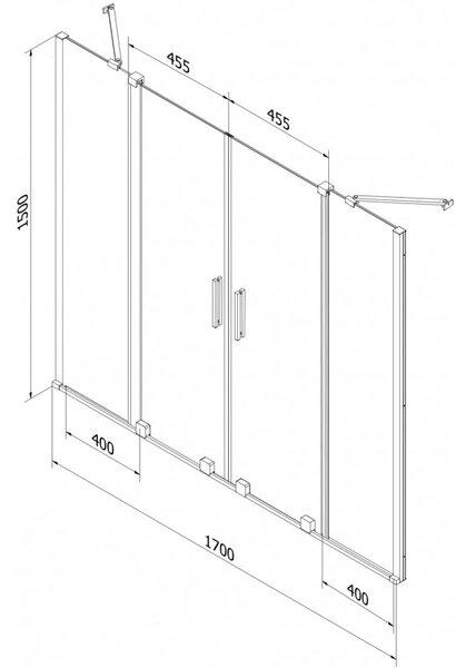 Mexen Velar Duo, paravan de baie glisant cu 2 aripi 170 x 150 cm, sticla gri 8 mm, profil auriu lucios, 896-170-000-42-50