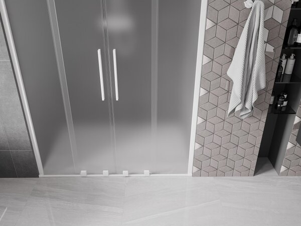 Mexen Velar Duo, usa de dus culisanta pentru deschidere 140 cm, sticla mat 8 mm, alb mat, 871-140-000-32-20