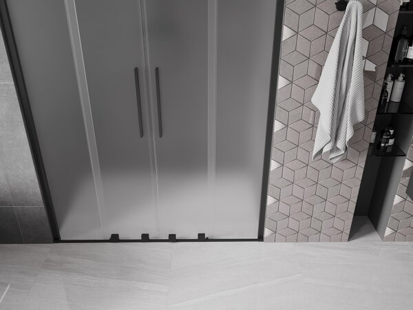 Mexen Velar Duo, usa de dus culisanta pentru deschidere 140 cm, sticla mat 8 mm, negru mat, 871-140-000-32-70