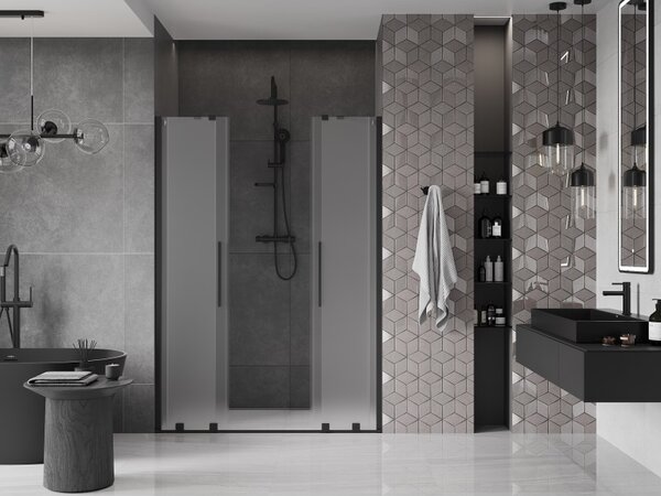 Mexen Velar Duo, usa de dus culisanta pentru deschidere 140 cm, sticla mat 8 mm, negru mat, 871-140-000-32-70