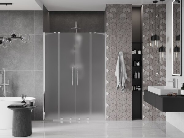 Mexen Velar Duo, usa de dus culisanta pentru deschidere 140 cm, sticla mat 8 mm, crom, 871-140-000-32-01