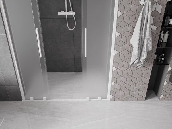Mexen Velar Duo, usa de dus culisanta pentru deschidere 140 cm, sticla mat 8 mm, alb mat, 871-140-000-32-20