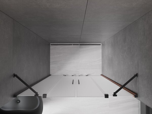 Mexen Velar Duo, usa de dus culisanta pentru deschidere 140 cm, sticla mat 8 mm, negru mat, 871-140-000-32-70