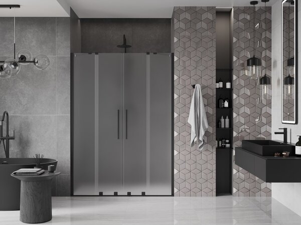 Mexen Velar Duo, usa de dus culisanta pentru deschidere 140 cm, sticla mat 8 mm, negru mat, 871-140-000-32-70