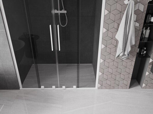 Mexen Velar Duo, usa de dus culisanta pentru deschidere 140 cm, sticla gri 8 mm, alb mat, 871-140-000-42-20