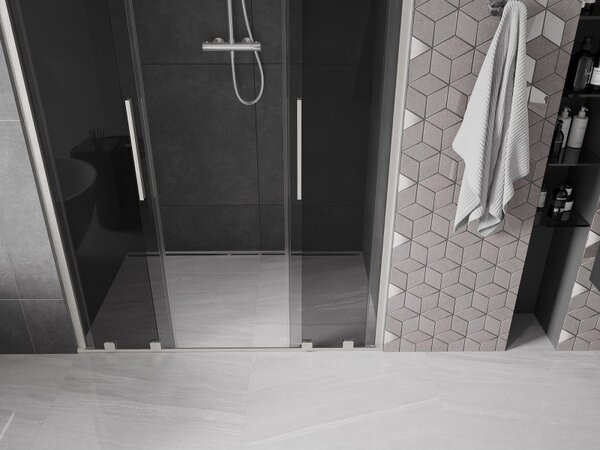 Mexen Velar Duo, usa de dus culisanta pentru deschidere 140 cm, sticla gri 8 mm, otel periat, 871-140-000-42-97