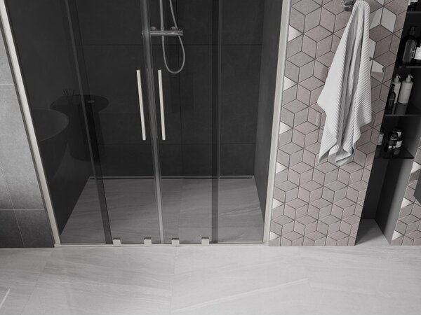Mexen Velar Duo, usa de dus culisanta pentru deschidere 140 cm, sticla gri 8 mm, otel periat, 871-140-000-42-97
