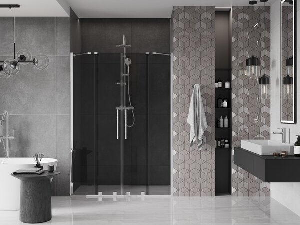 Mexen Velar Duo, usa de dus culisanta pentru deschidere 140 cm, sticla gri 8mm, crom, 871-140-000-42-01