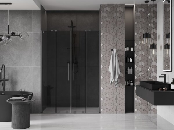 Mexen Velar Duo, usa de dus culisanta pentru deschidere 140 cm, sticla gri 8 mm, grafit lustruit, 871-140-000-42-95