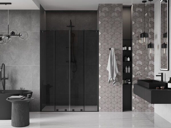Mexen Velar Duo, usa de dus culisanta pentru deschidere 140 cm, sticla gri 8mm, negru mat, 871-140-000-42-70
