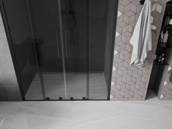 Mexen Velar Duo, usa de dus culisanta pentru deschidere 140 cm, sticla gri 8mm, negru mat, 871-140-000-42-70