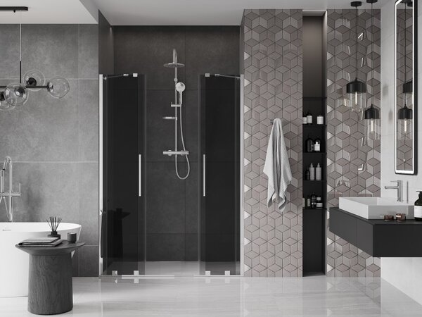 Mexen Velar Duo, usa de dus culisanta pentru deschidere 140 cm, sticla gri 8mm, crom, 871-140-000-42-01