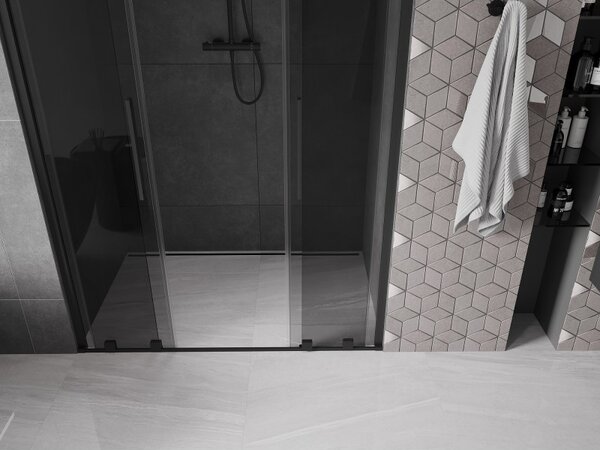 Mexen Velar Duo, usa de dus culisanta pentru deschidere 140 cm, sticla gri 8mm, negru mat, 871-140-000-42-70