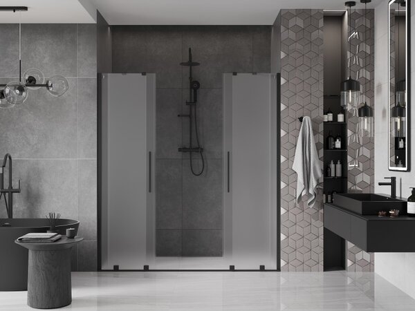 Mexen Velar Duo, usa de dus culisanta pentru deschidere 180 cm, sticla mat 8 mm, negru mat, 871-180-000-32-70