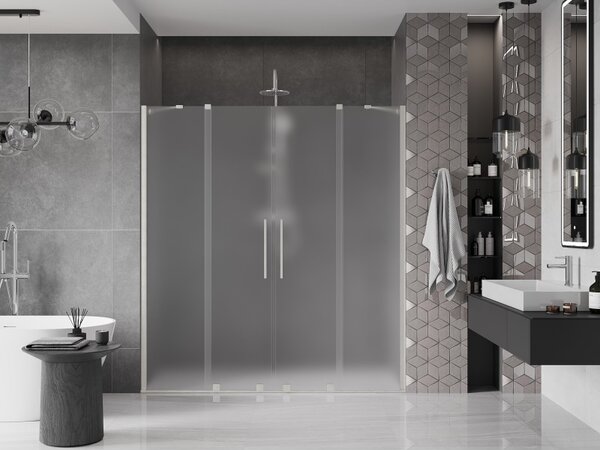 Mexen Velar Duo, ușă de duș glisantă pentru deschidere 170 cm, sticlă mată de 8 mm, oțel periat, 871-170-000-32-97