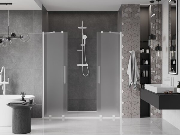 Mexen Velar Duo, usa de dus culisanta pentru deschidere 170 cm, sticla mat 8 mm, alb mat, 871-170-000-32-20