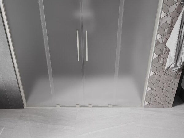Mexen Velar Duo, ușă de duș glisantă pentru deschidere 170 cm, sticlă mată de 8 mm, oțel periat, 871-170-000-32-97