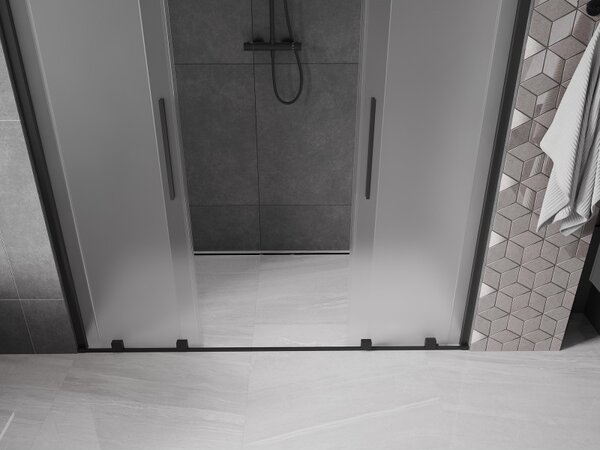 Mexen Velar Duo, usa de dus culisanta pentru deschidere 180 cm, sticla mat 8 mm, negru mat, 871-180-000-32-70