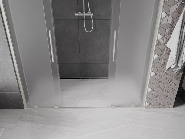 Mexen Velar Duo, ușă de duș glisantă pentru deschidere 170 cm, sticlă mată de 8 mm, oțel periat, 871-170-000-32-97