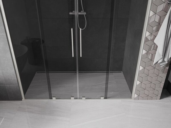Mexen Velar Duo, usa de dus culisanta pentru deschidere 170 cm, sticla gri 8 mm, otel periat, 871-170-000-42-97