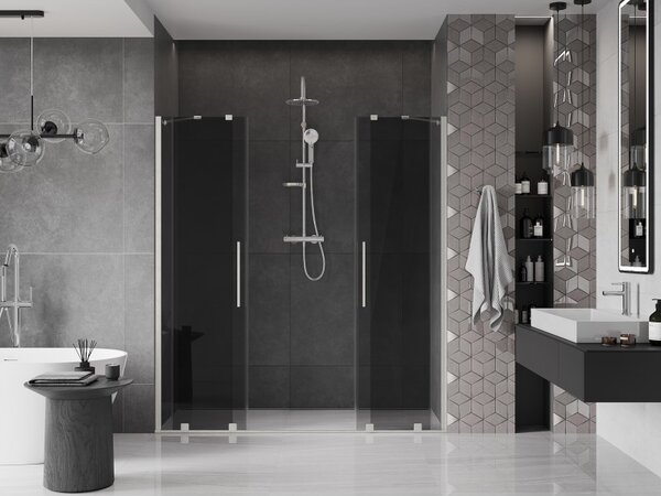 Mexen Velar Duo, usa de dus culisanta pentru deschidere 170 cm, sticla gri 8 mm, otel periat, 871-170-000-42-97