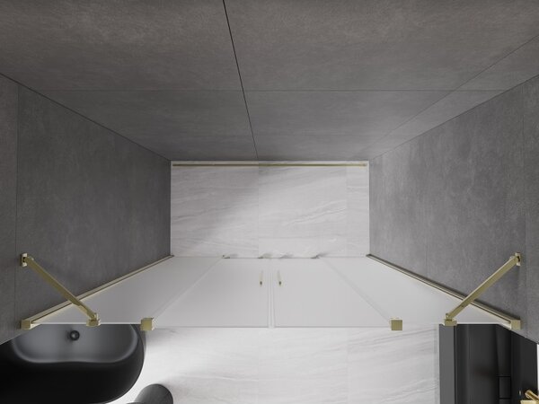 Mexen Velar Duo, usa de dus culisanta pentru o deschidere de 200 cm, sticla mat 8 mm, auriu lucios, 871-200-000-32-50