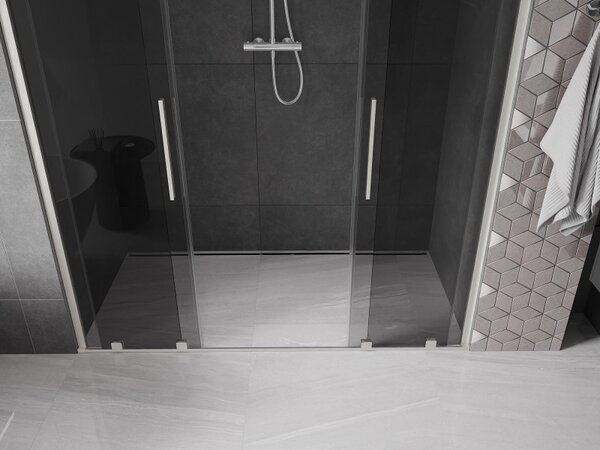Mexen Velar Duo, usa de dus culisanta pentru deschidere 170 cm, sticla gri 8 mm, otel periat, 871-170-000-42-97