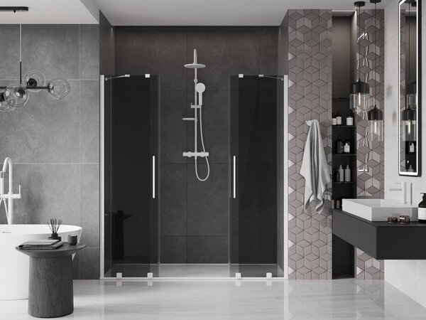 Mexen Velar Duo, usa de dus culisanta pentru deschidere 200 cm, sticla gri 8 mm, alb mat, 871-200-000-42-20