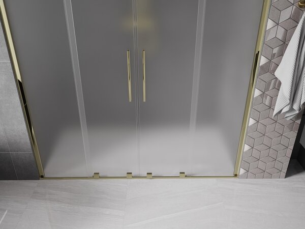 Mexen Velar Duo, usa de dus culisanta pentru o deschidere de 200 cm, sticla mat 8 mm, auriu lucios, 871-200-000-32-50