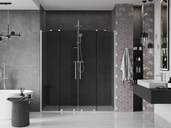 Mexen Velar Duo, usa de dus culisanta pentru deschidere 170 cm, sticla gri 8 mm, otel periat, 871-170-000-42-97