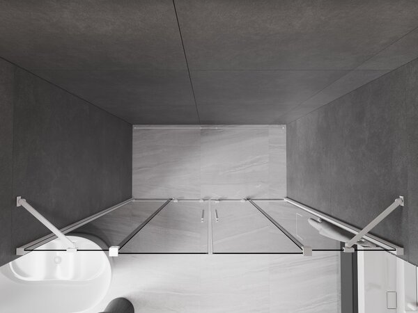 Mexen Velar Duo, usa de dus culisanta pentru deschidere 200 cm, sticla gri 8 mm, alb mat, 871-200-000-42-20