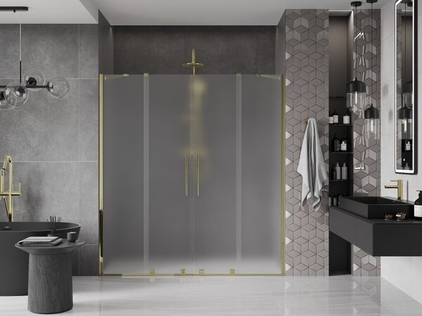 Mexen Velar Duo, usa de dus culisanta pentru o deschidere de 200 cm, sticla mat 8 mm, auriu lucios, 871-200-000-32-50