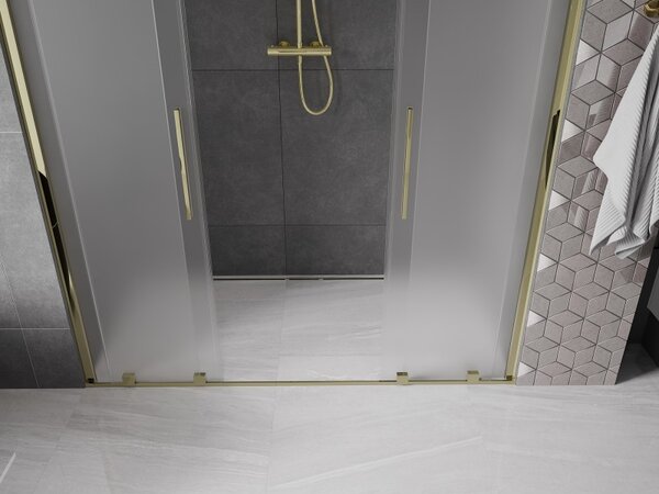 Mexen Velar Duo, usa de dus culisanta pentru o deschidere de 200 cm, sticla mat 8 mm, auriu lucios, 871-200-000-32-50