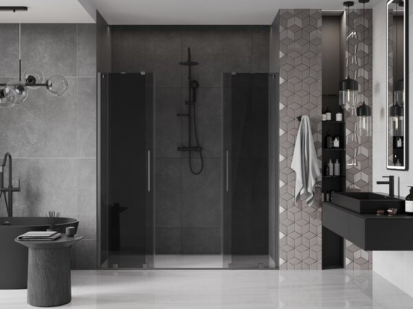 Mexen Velar Duo, usa de dus culisanta pentru deschidere 200 cm, sticla gri 8 mm, grafit lustruit, 871-200-000-42-66