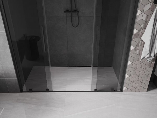 Mexen Velar Duo, usa de dus culisanta pentru deschidere 170 cm, sticla gri 8mm, negru mat, 871-170-000-42-70